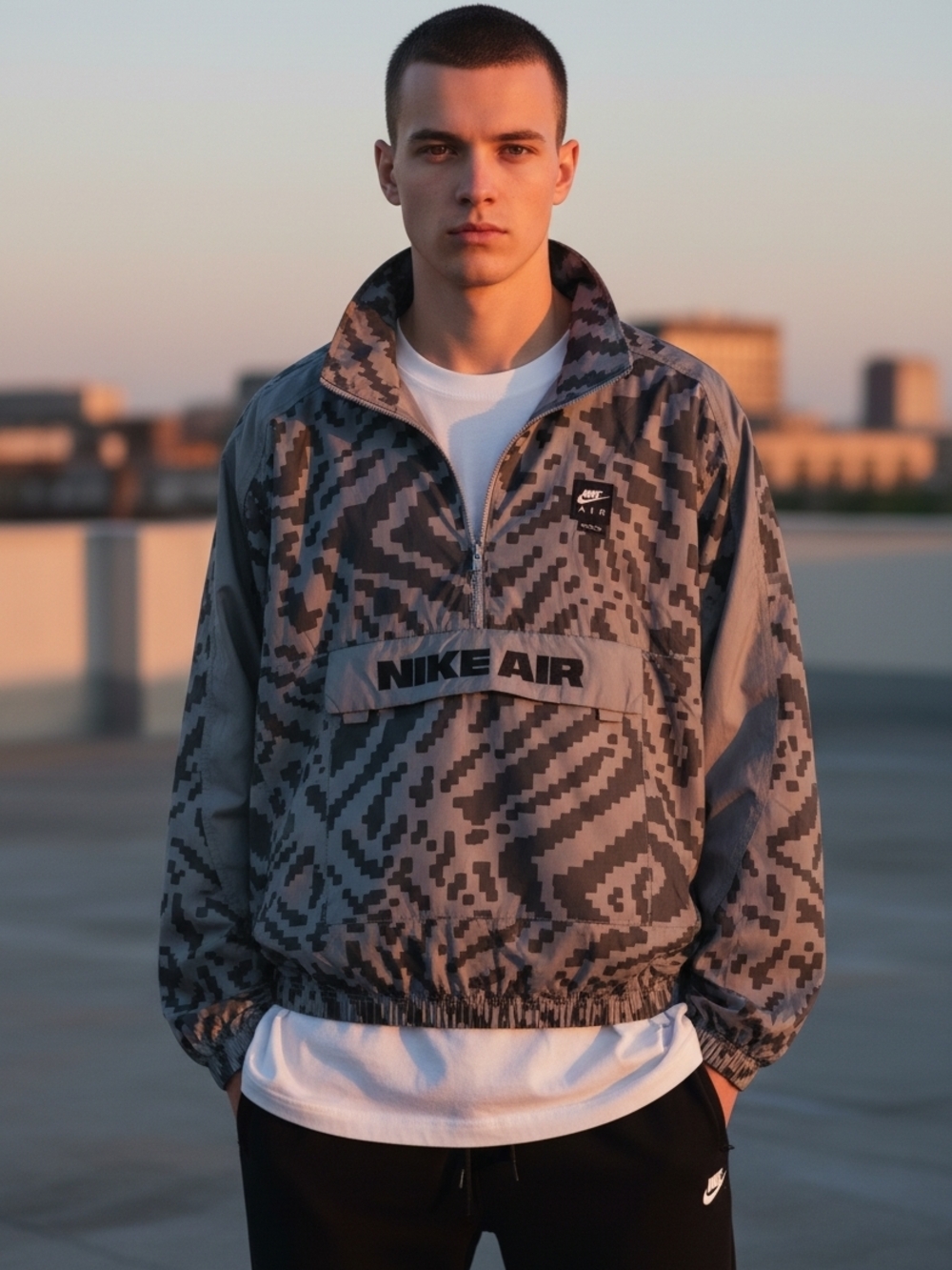 Nike Air Gray Pixel Camo Windbreaker Pullover - Picture 2 of 7